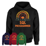 Thankful Sql Programmer Shirt, Pumpkin Rainbow Sweater for Fall Lovers, Thanksgiving Gift for Sql Programmer Women