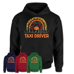 Thankful Taxi Driver Shirt, Pumpkin Rainbow Sweater for Fall Lovers, Thanksgiving Gift for Taxi Driver Women