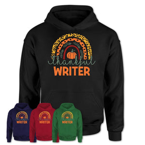 Thankful Writer Shirt, Pumpkin Rainbow Sweater for Fall Lovers, Thanksgiving Gift for Writer Women