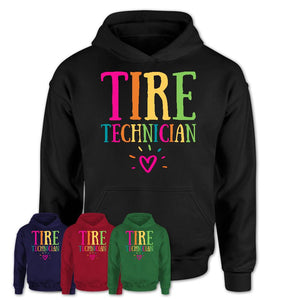 Tire Technician Rainbow Lettering Heart Shirt, Employee Appreciation Gifts