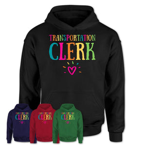 Transportation Clerk Rainbow Lettering Heart Shirt, Employee Appreciation Gifts