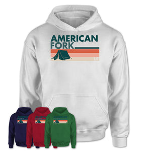 Utah American Fork Camping Shirt for Family Teammates Vintage Retro Colors