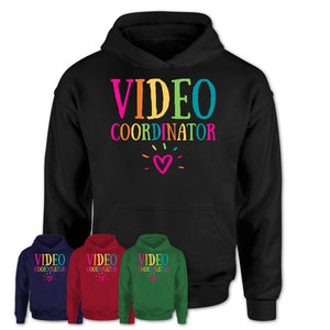 Video Coordinator Rainbow Lettering Heart Shirt, Employee Appreciation Gifts