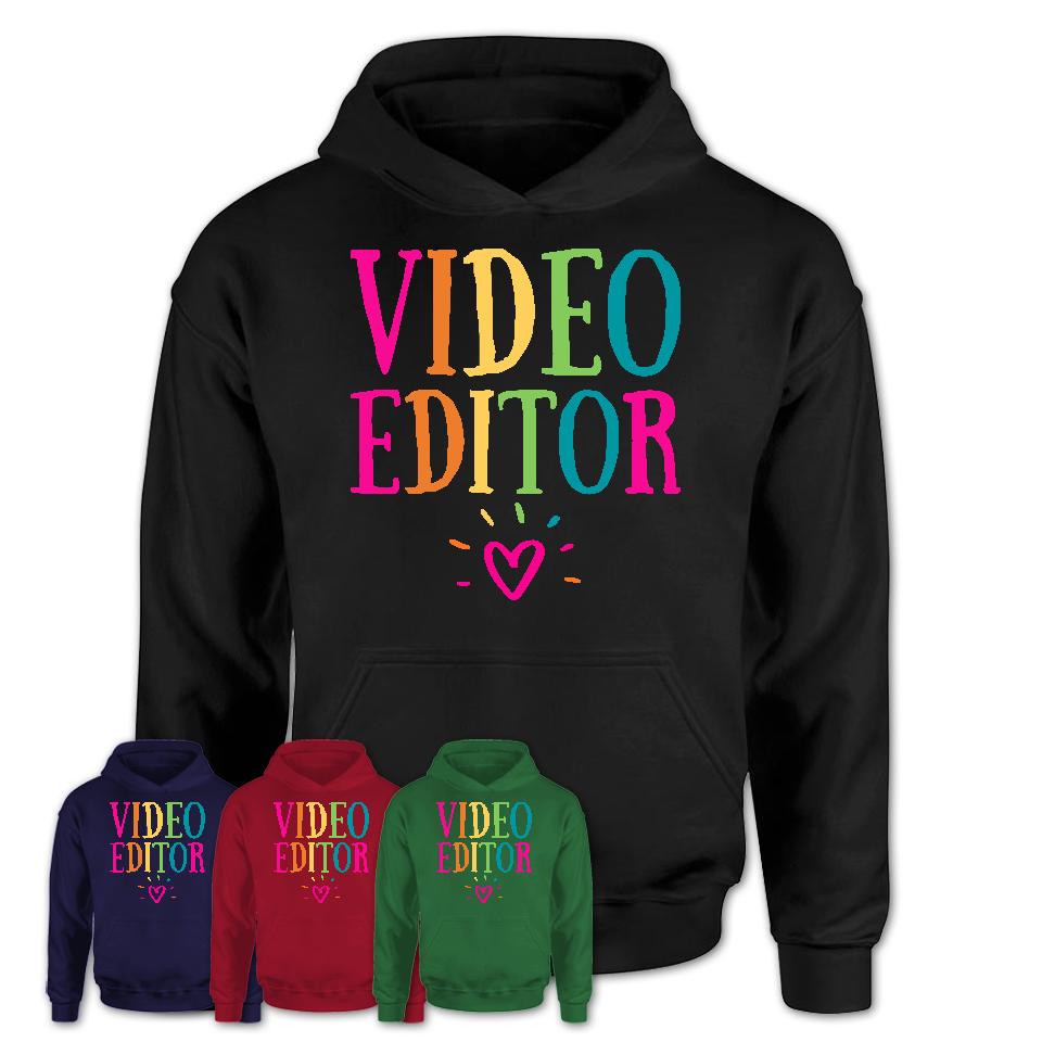 Video Editor Rainbow Lettering Heart Shirt, Employee Appreciation Gifts