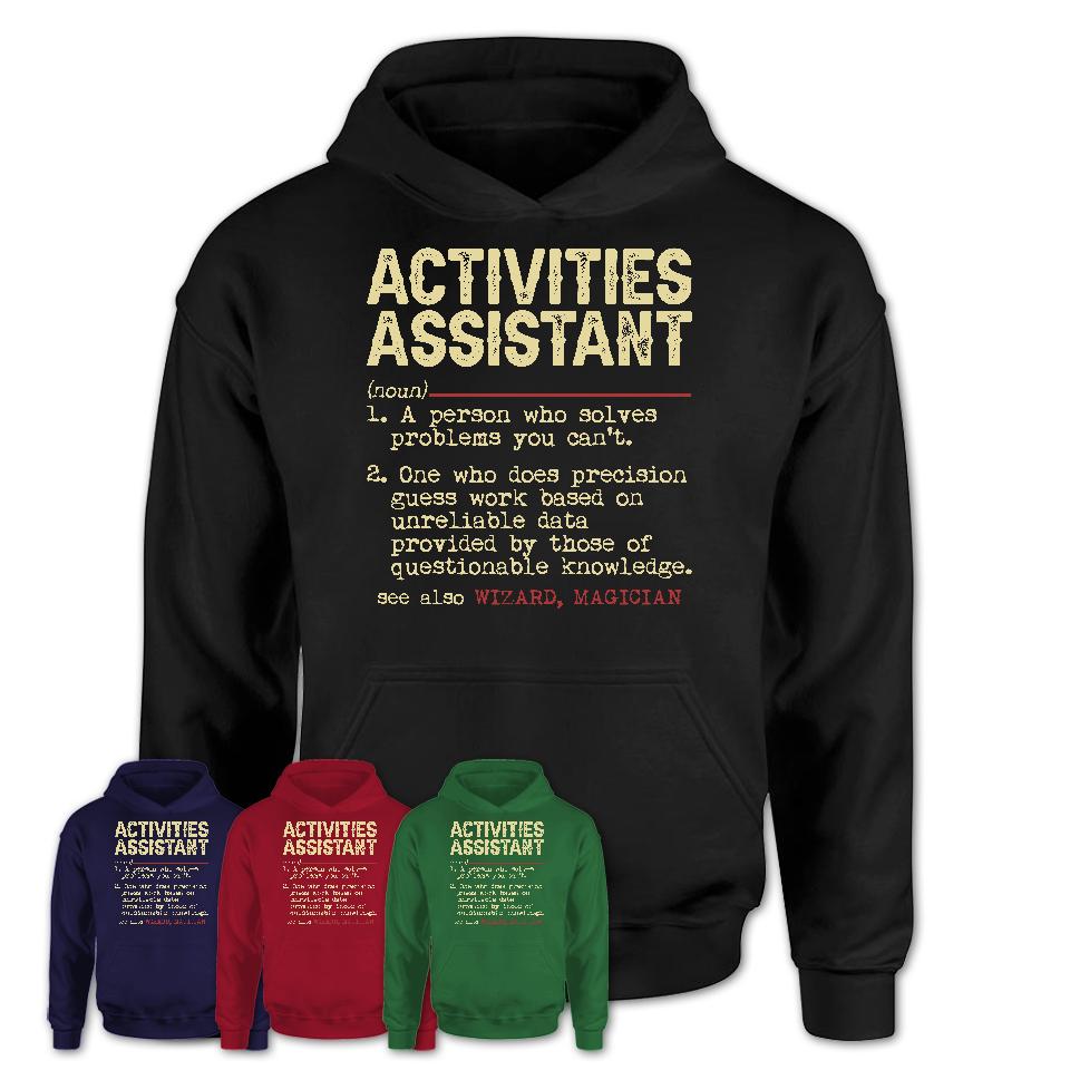 Vintage Activities Assistant Definition Shirt, Funny Coworker Gift Idea for Activities Assistant, New Job Gift