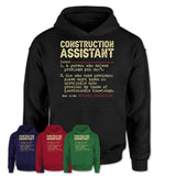 Vintage Construction Assistant Definition Shirt, Funny Coworker Gift Idea for Construction Assistant, New Job Gift