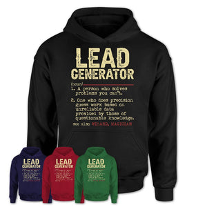 Vintage Lead Generator Definition Shirt, Funny Coworker Gift Idea for Lead Generator, New Job Gift