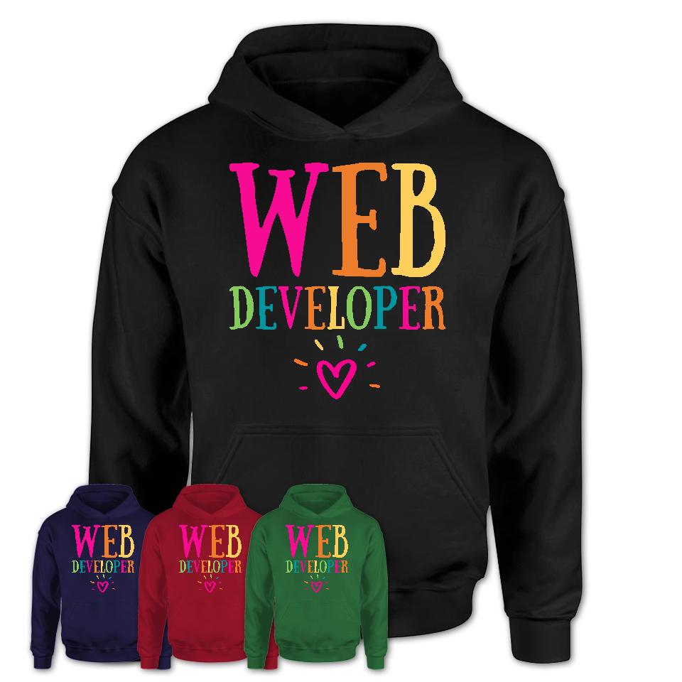 Web Developer Rainbow Lettering Heart Shirt, Employee Appreciation Gifts
