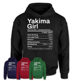 Yakima Girl Washington Nutrition Facts Proud Vintage Sport Born Living City Home Roots USA Gift Women T-Shirt