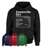 Zanesville Girl Ohio Nutrition Facts Proud Vintage Sport Born Living City Home Roots USA Gift Women T-Shirt