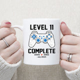 Level 11 Complete Anniversary Mug, Custom Name Gift, Game Lover Mug, Couple Mug, 11 years Anniversary Gift