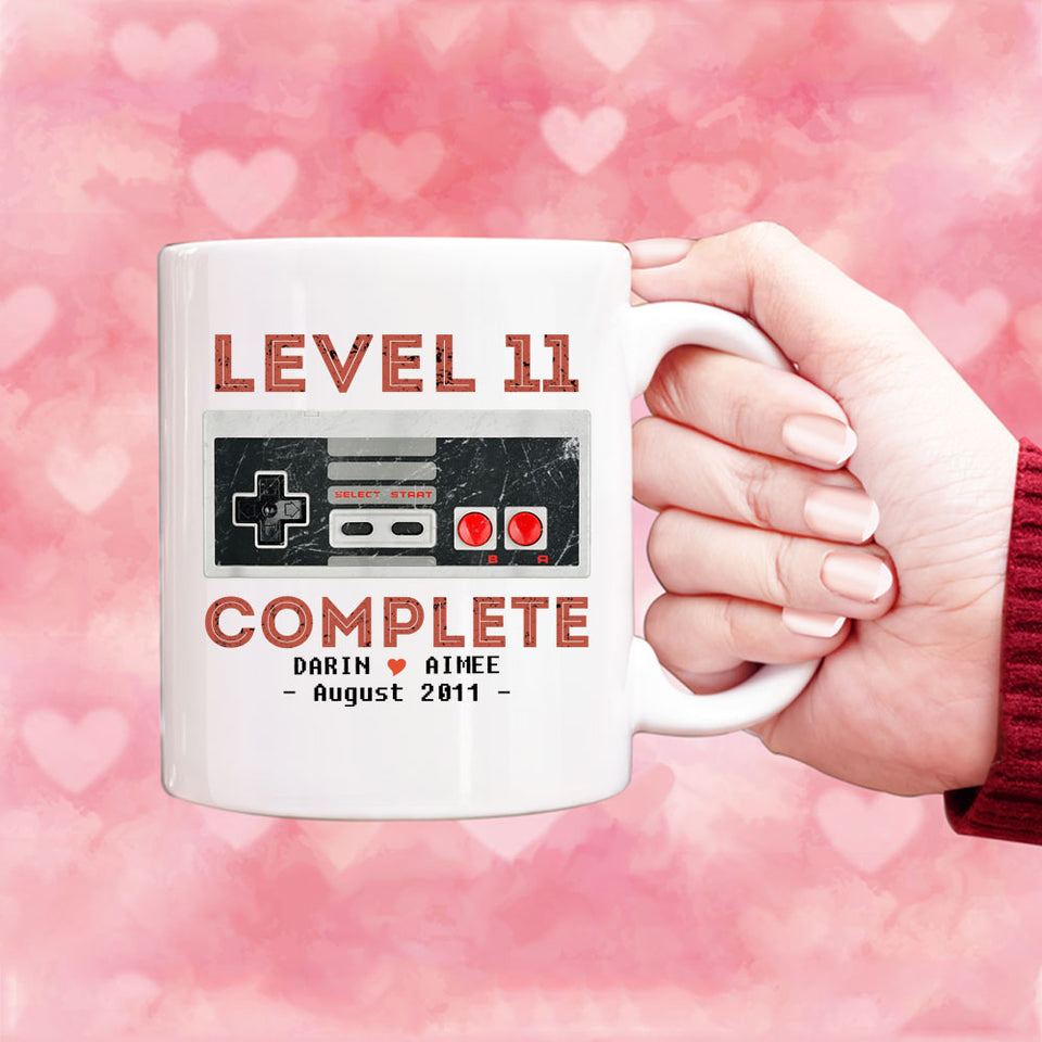 Level 11 Complete Anniversary Mug, Personalized 11th Anniversary Gift, 11 years Gift for Husband