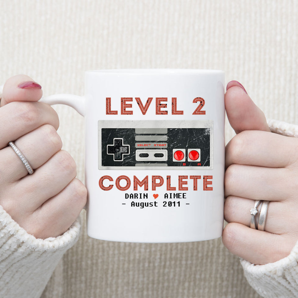 Level 2 Complete Anniversary Mug, Personalized 2nd Anniversary Gift, 2 years Gift for Husband