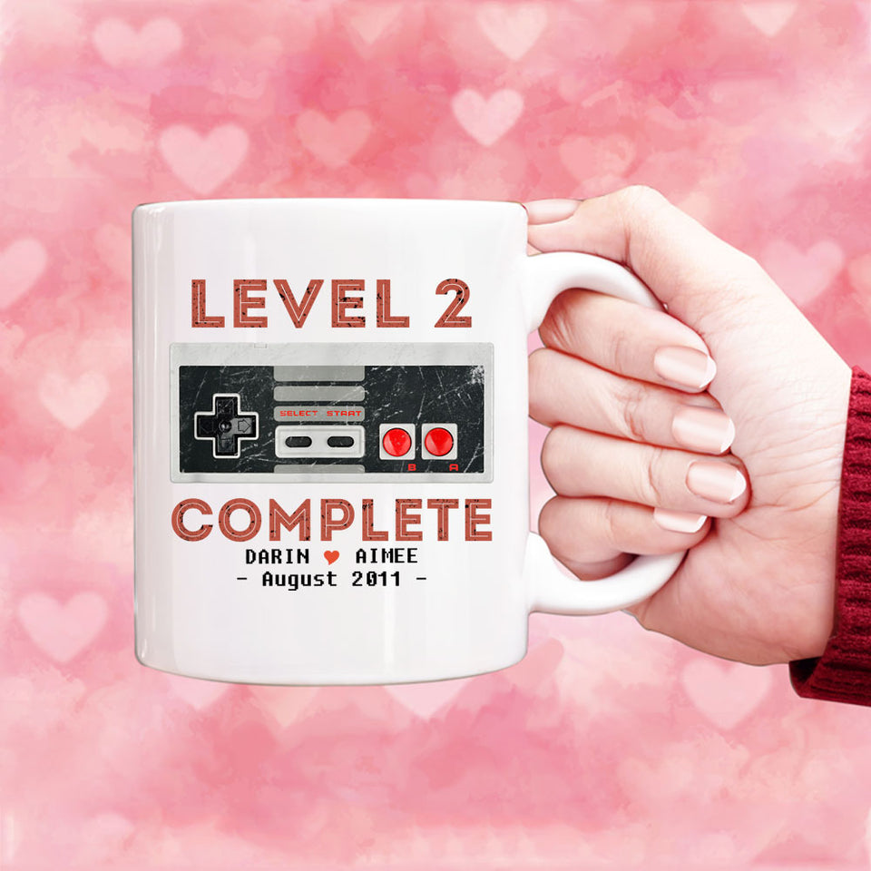 Level 2 Complete Anniversary Mug, Personalized 2nd Anniversary Gift, 2 years Gift for Husband