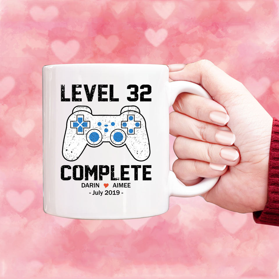 Level 32 Complete Anniversary Mug, Custom Name Gift, Game Lover Mug, Couple Mug, 32 years Anniversary Gift