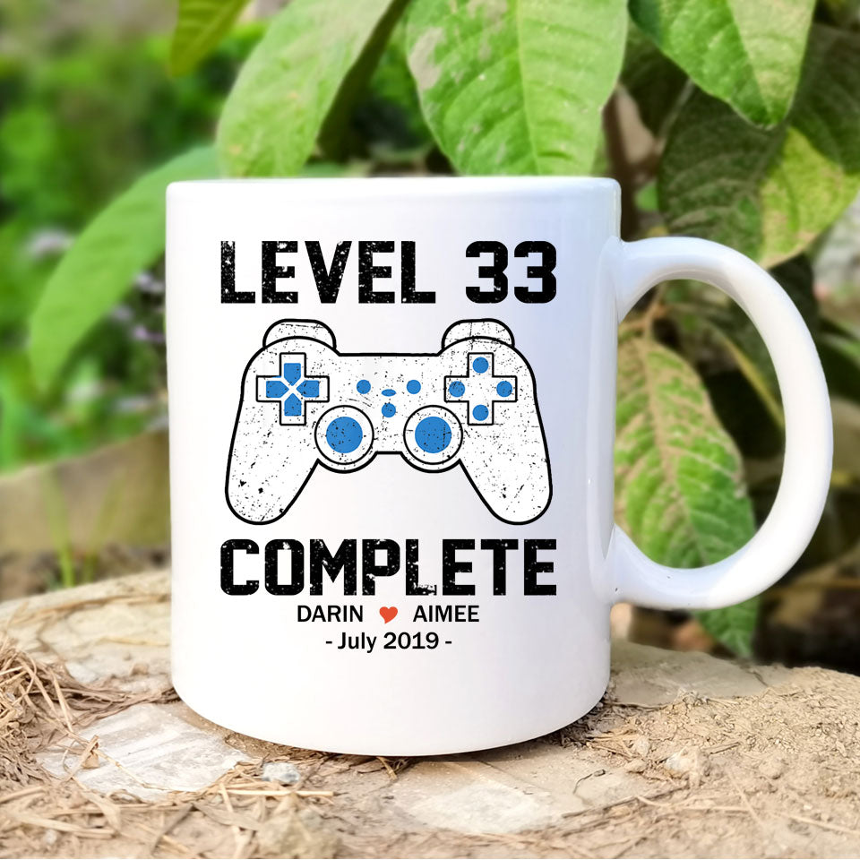 Level 33 Complete Anniversary Mug, Custom Name Gift, Game Lover Mug, Couple Mug, 33 years Anniversary Gift