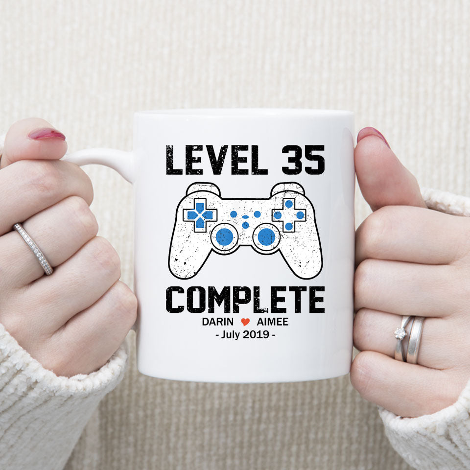 Level 35 Complete Anniversary Mug, Custom Name Gift, Game Lover Mug, Couple Mug, 35 years Anniversary Gift