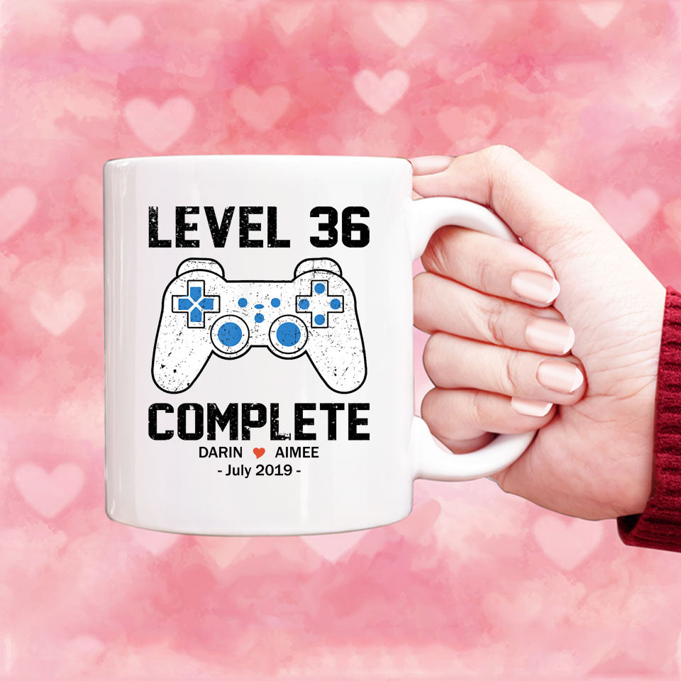 Level 36 Complete Anniversary Mug, Custom Name Gift, Game Lover Mug, Couple Mug, 36 years Anniversary Gift