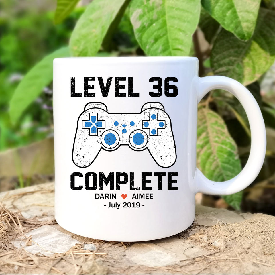 Level 36 Complete Anniversary Mug, Custom Name Gift, Game Lover Mug, Couple Mug, 36 years Anniversary Gift