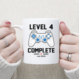 Level 4 Complete Anniversary Mug, Custom Name Gift, Game Lover Mug, Couple Mug, 4 years Anniversary Gift