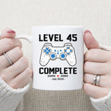 Level 45 Complete Anniversary Mug, Custom Name Gift, Game Lover Mug, Couple Mug, 45 years Anniversary Gift