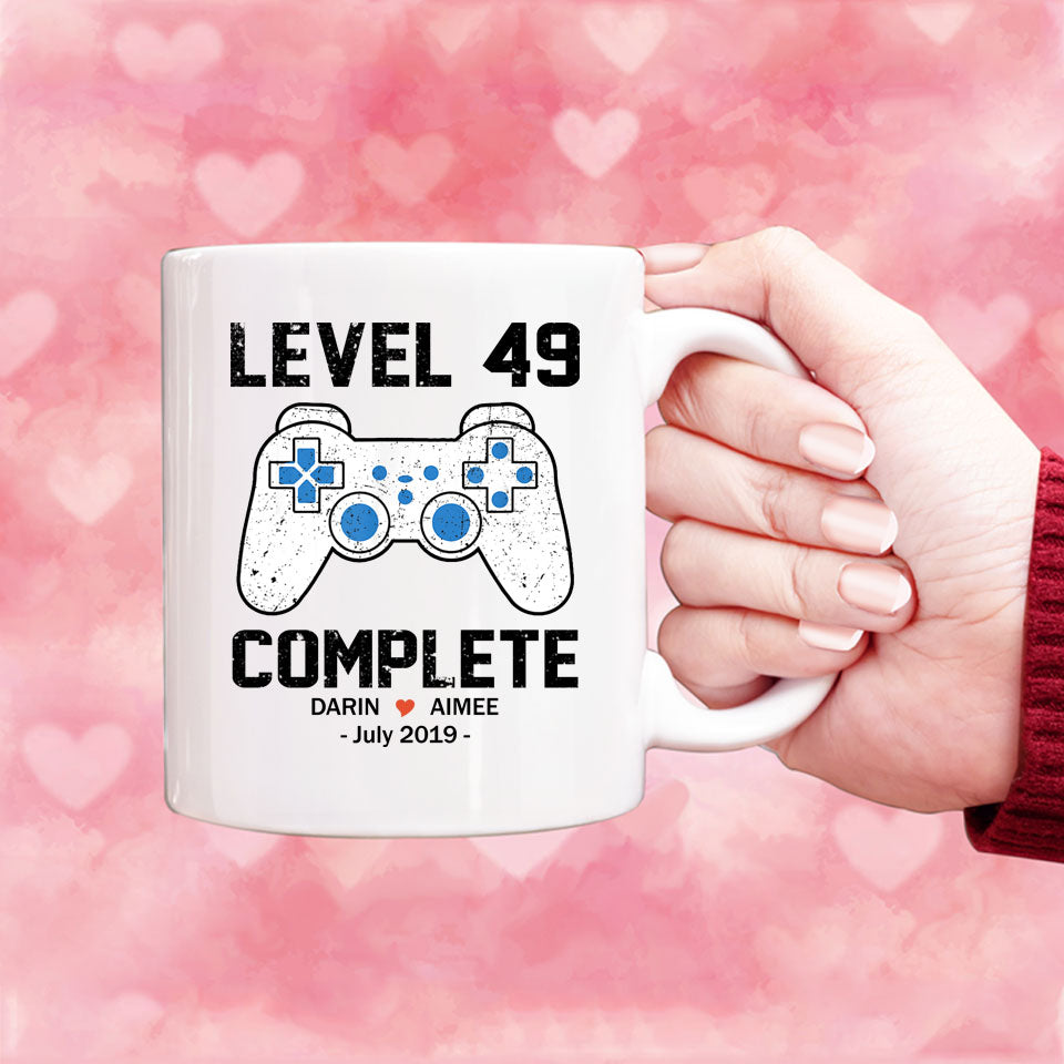 Level 49 Complete Anniversary Mug, Custom Name Gift, Game Lover Mug, Couple Mug, 49 years Anniversary Gift