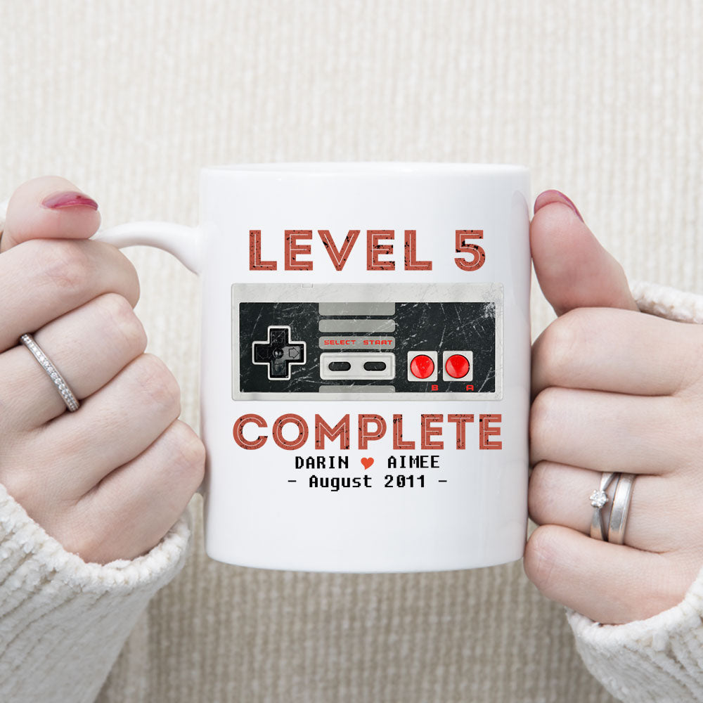 Level 5 Complete Anniversary Mug, Personalized 5th Anniversary Gift, 5 years Gift for Husband