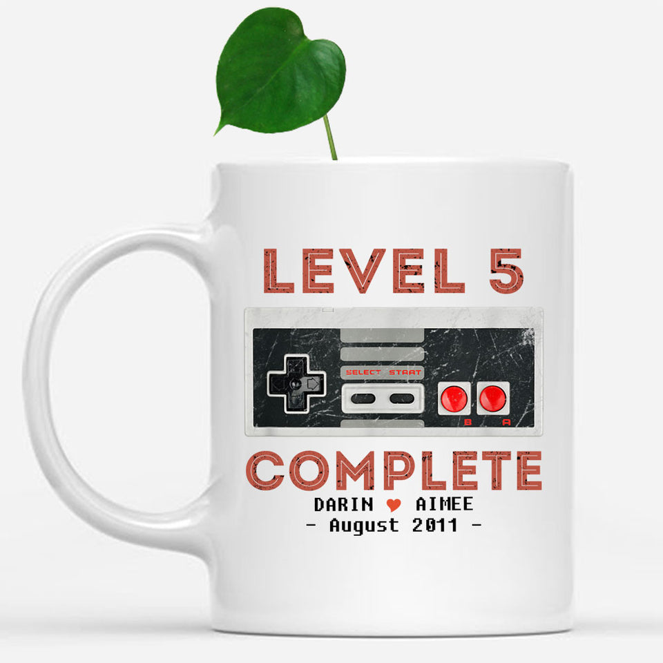 Level 5 Complete Anniversary Mug, Personalized 5th Anniversary Gift, 5 years Gift for Husband