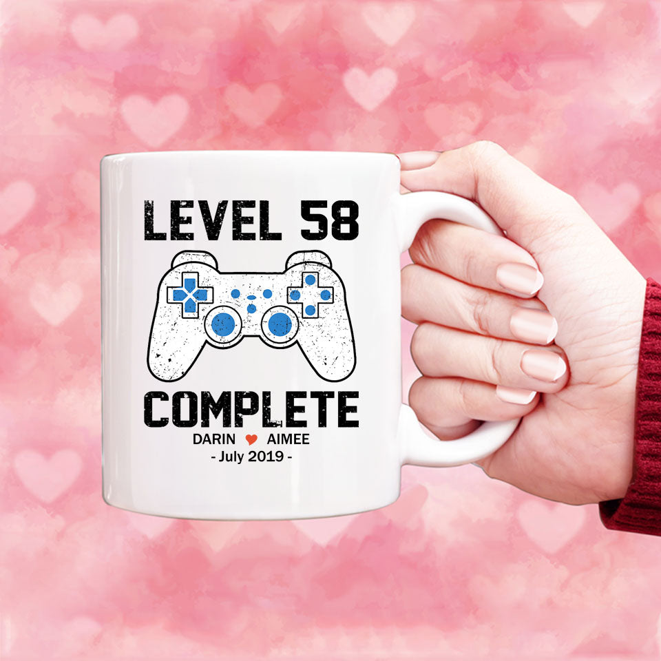 Level 58 Complete Anniversary Mug, Custom Name Gift, Game Lover Mug, Couple Mug, 58 years Anniversary Gift