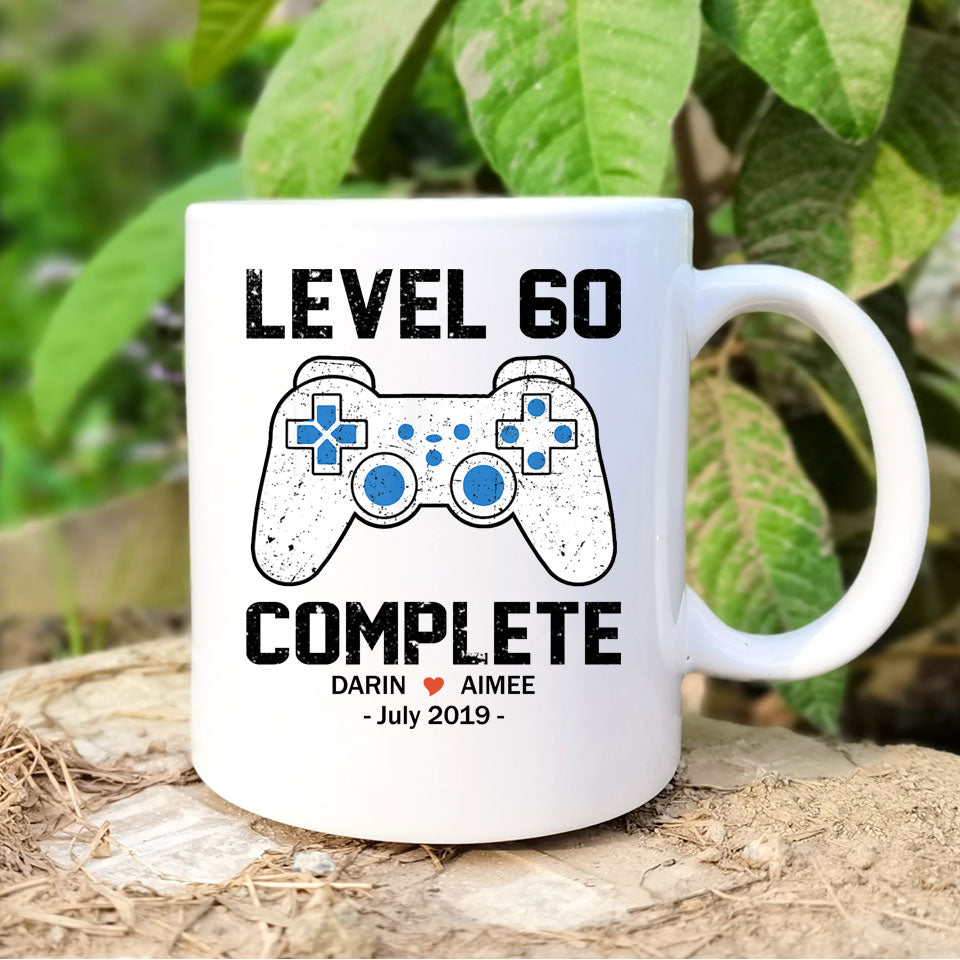 Level 60 Complete Anniversary Mug, Custom Name Gift, Game Lover Mug, Couple Mug, 60 years Anniversary Gift