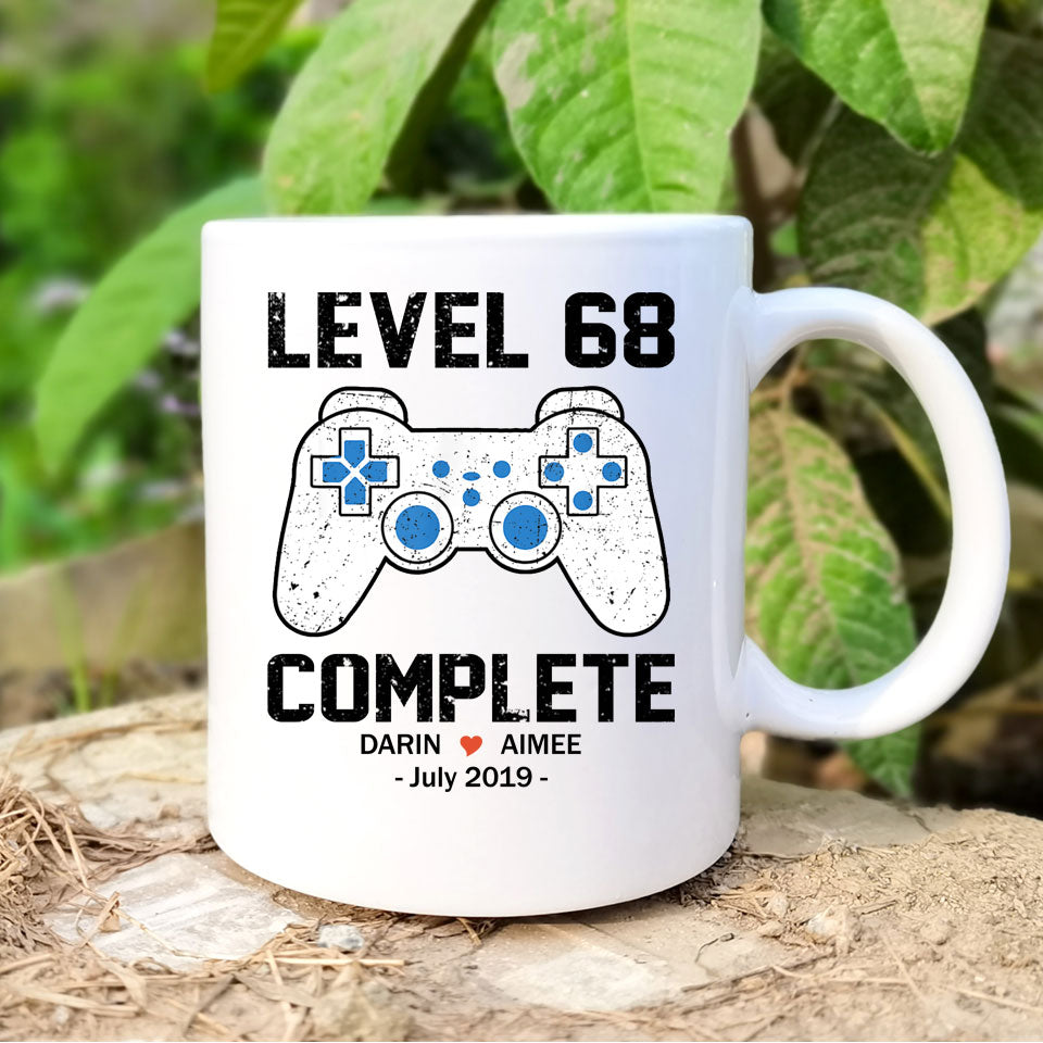 Level 68 Complete Anniversary Mug, Custom Name Gift, Game Lover Mug, Couple Mug, 68 years Anniversary Gift