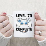 Level 70 Complete Anniversary Mug, Custom Name Gift, Game Lover Mug, Couple Mug, 70 years Anniversary Gift