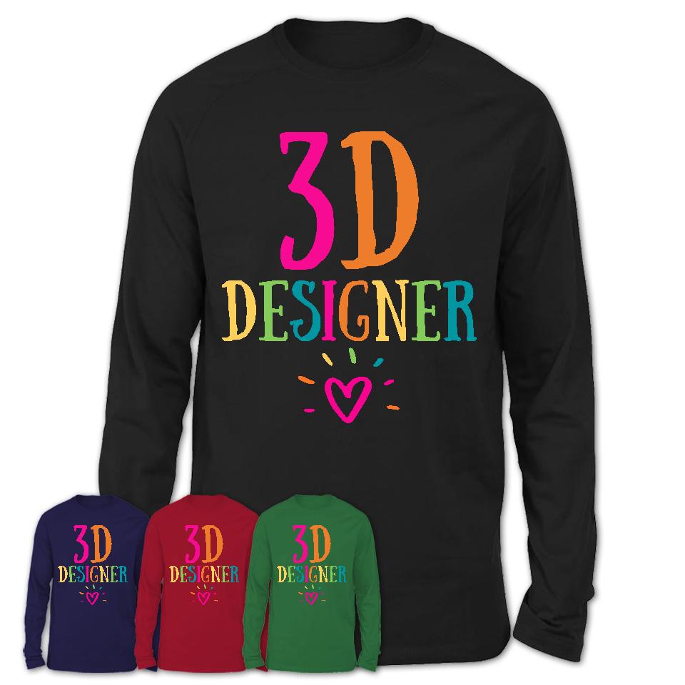 3D Designer Rainbow Lettering Heart Shirt, Employee Appreciation Gifts
