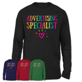 Advertising Specialist Rainbow Lettering Heart Shirt, Employee Appreciation Gifts