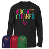 Aircraft Cleaner Rainbow Lettering Heart Shirt, Employee Appreciation Gifts