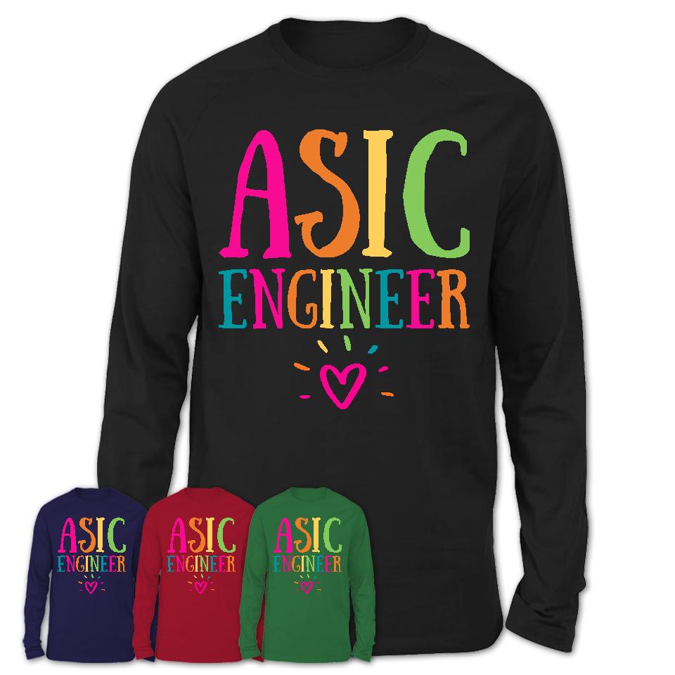 Asic Engineer Rainbow Lettering Heart Shirt, Employee Appreciation Gifts