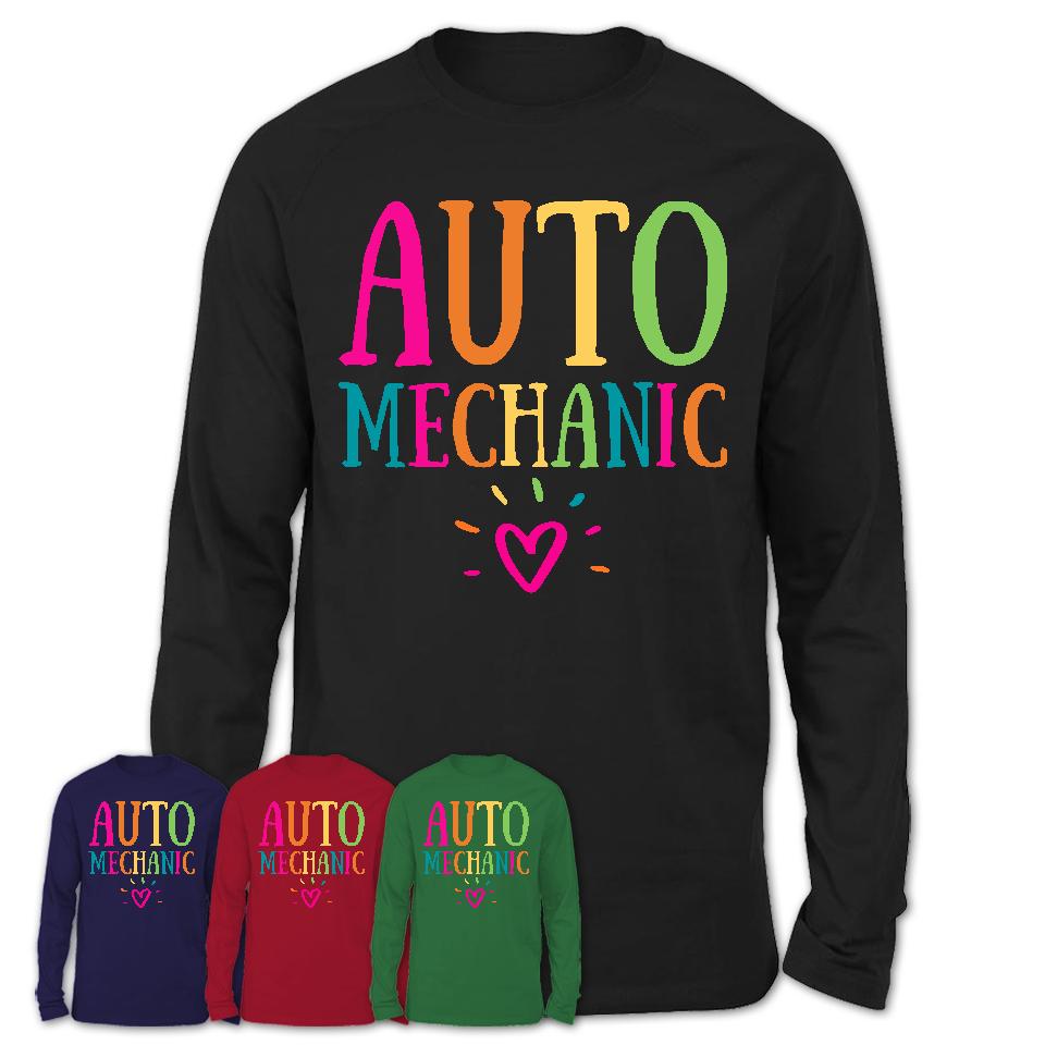 Auto Mechanic Rainbow Lettering Heart Shirt, Employee Appreciation Gifts