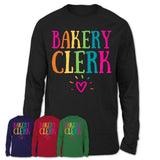 Bakery Clerk Rainbow Lettering Heart Shirt, Employee Appreciation Gifts