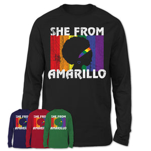 Black Girl She From Amarillo Texas Shirt LGBT Pride Gift