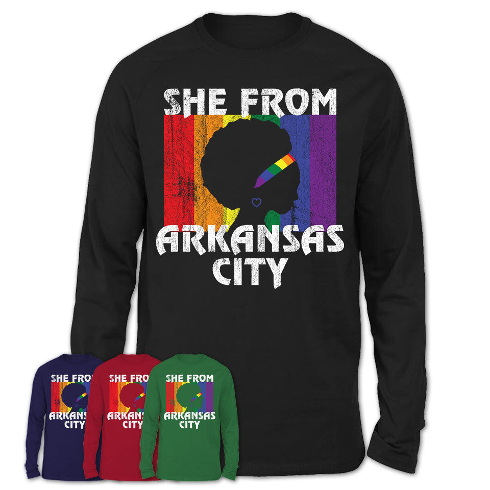 Black Girl She From Arkansas City Kansas Shirt LGBT Pride Gift