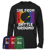 Black Girl She From Battle Ground Washington Shirt LGBT Pride Gift