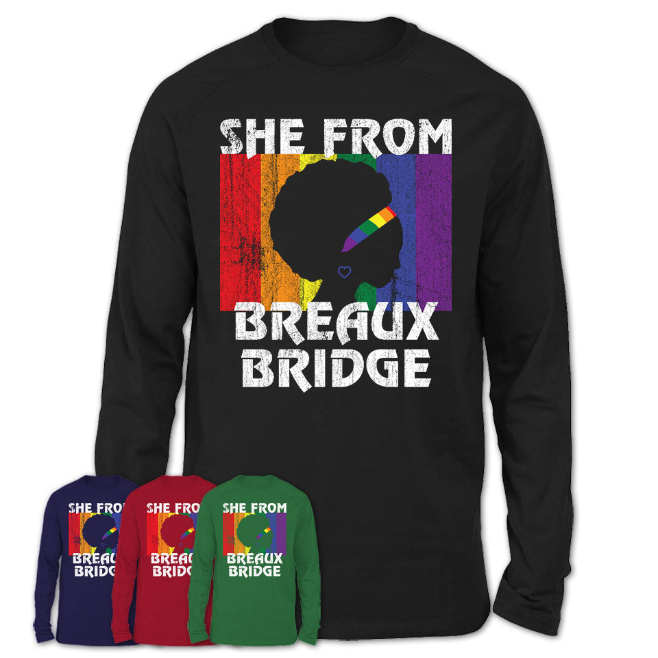 Black Girl She From Breaux Bridge Louisiana Shirt LGBT Pride Gift