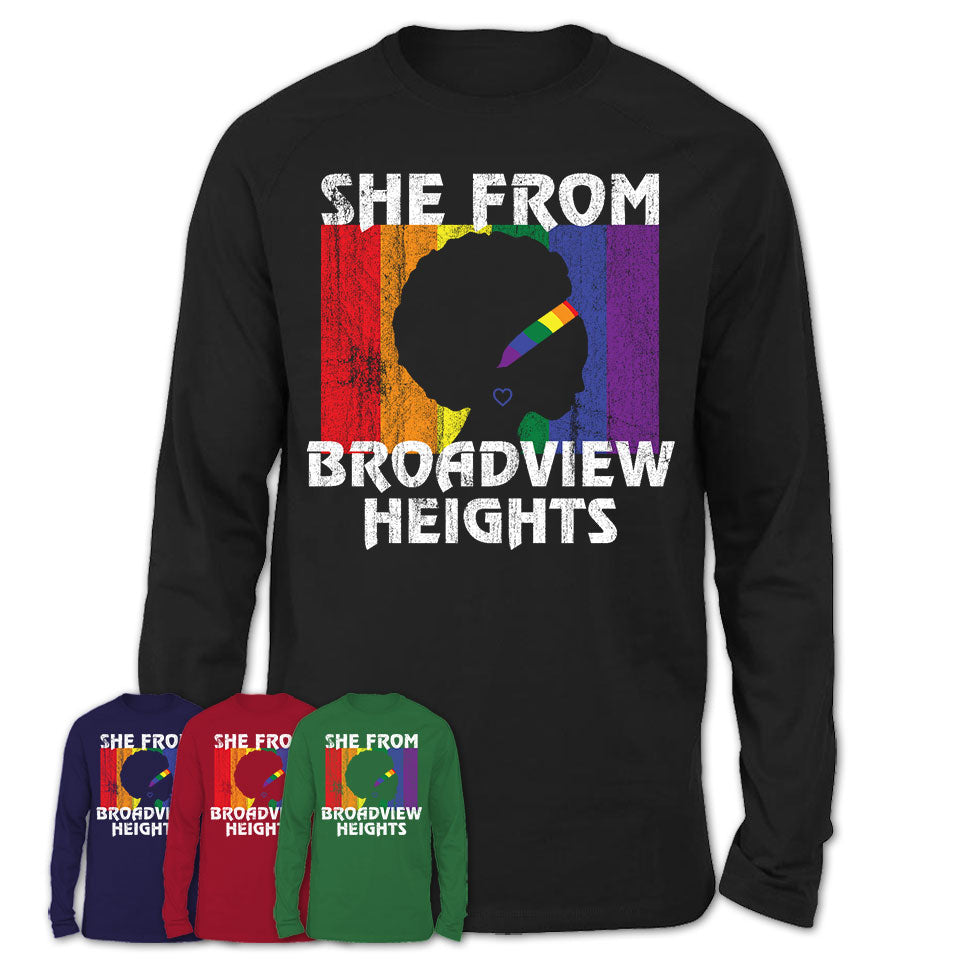 Black Girl She From Broadview Heights Ohio Shirt LGBT Pride Gift