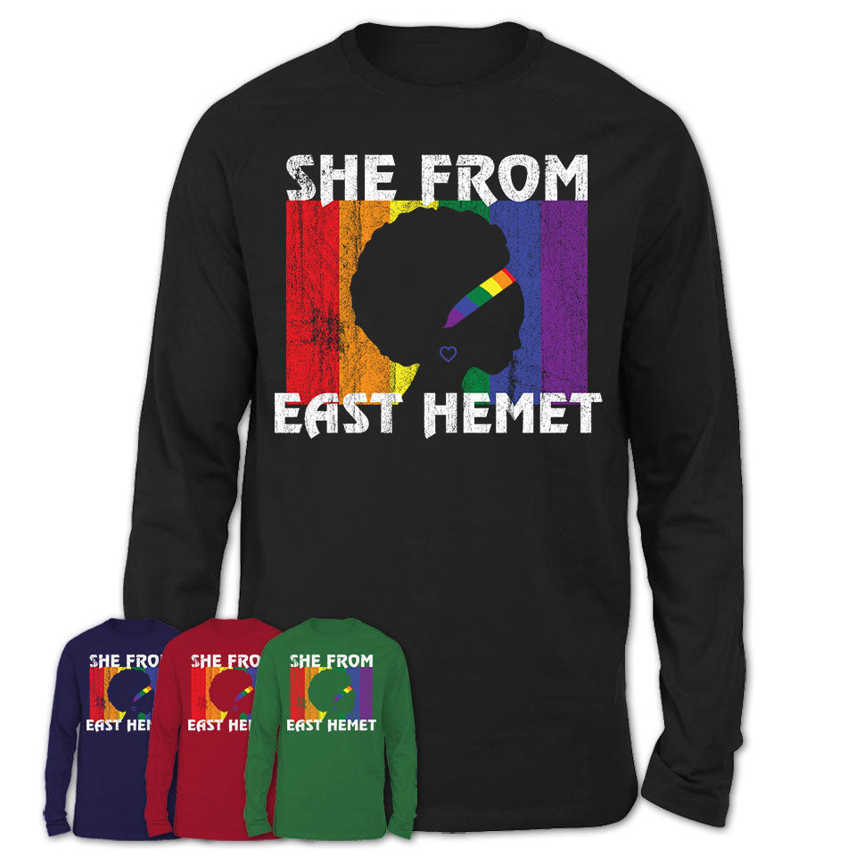 Black Girl She From East Hemet California Shirt LGBT Pride Gift