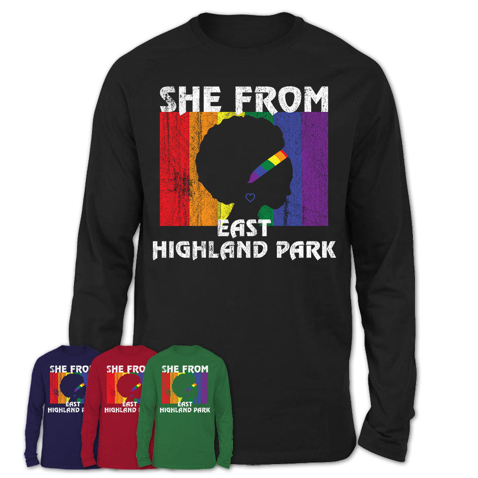 Black Girl She From East Highland Park Virginia Shirt LGBT Pride Gift