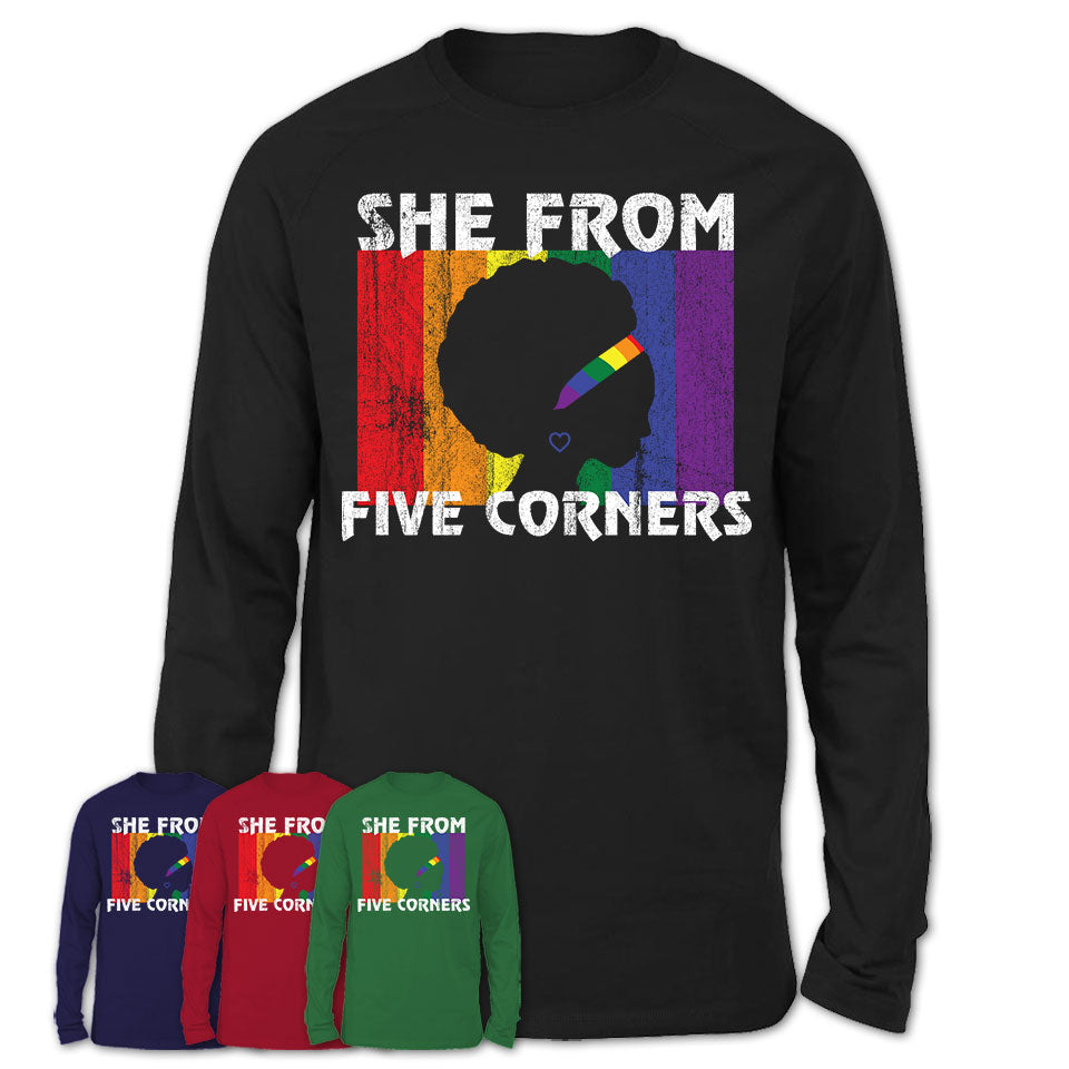 Black Girl She From Five Corners Washington Shirt LGBT Pride Gift