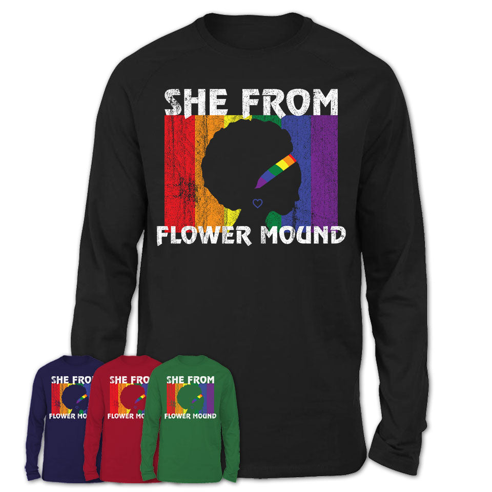 Black Girl She From Flower Mound Texas Shirt LGBT Pride Gift