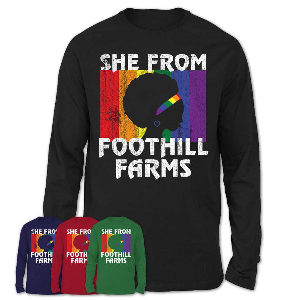 Black Girl She From Foothill Farms California Shirt LGBT Pride Gift