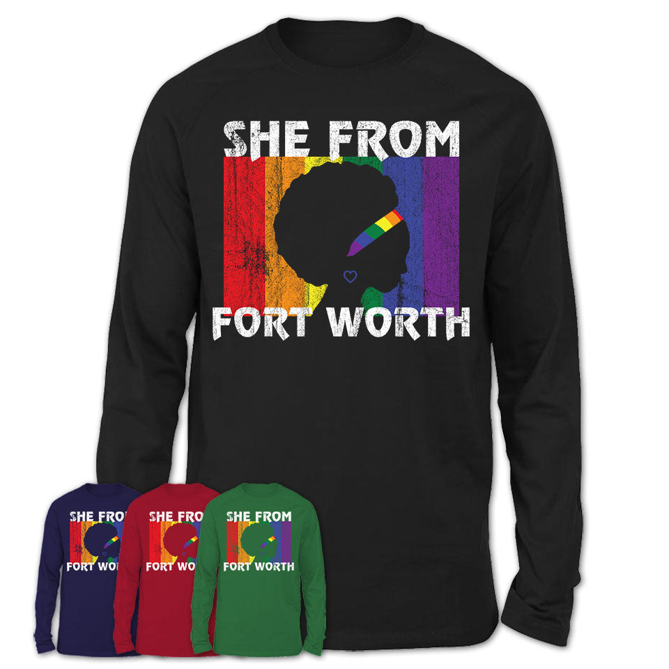 Black Girl She From Fort Worth Texas Shirt LGBT Pride Gift