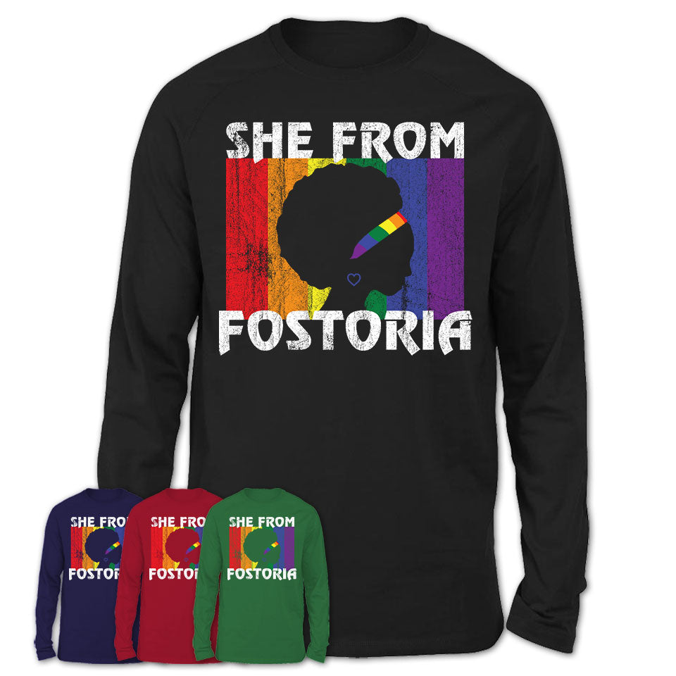 Black Girl She From Fostoria Ohio Shirt LGBT Pride Gift